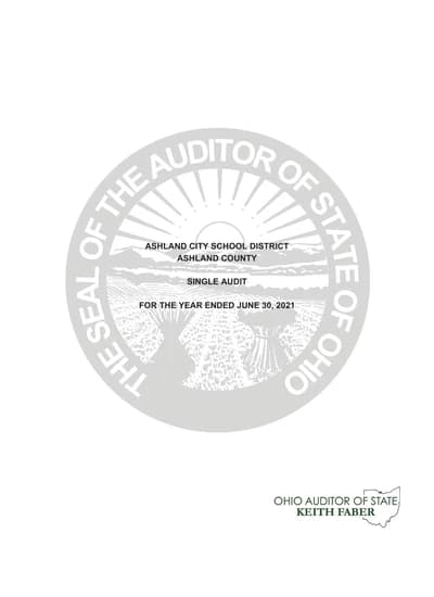 Ashland City School District ACFR Cover