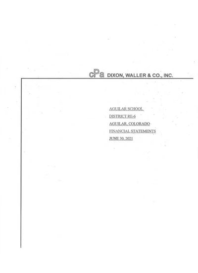 Aguilar School District Re-6 ACFR Cover