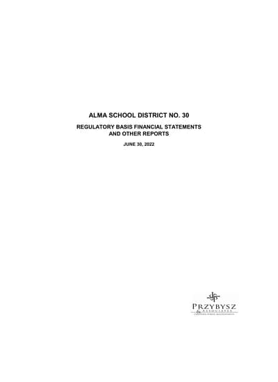 Alma School District # 30 ACFR Cover