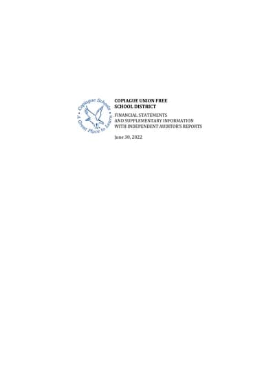 Copiague Union Free School District ACFR Cover