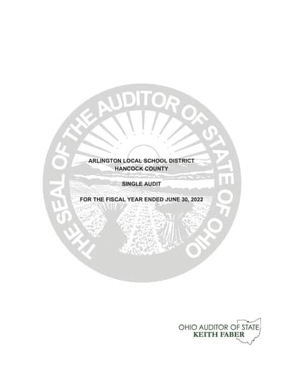 Arlington Local School District ACFR Cover