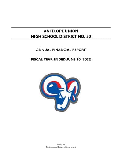 Antelope Union High School District No. 50 ACFR Cover