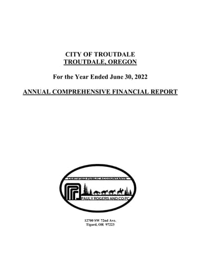 City of Troutdale ACFR Cover
