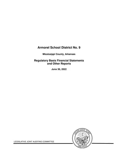 Armorel School District No. 9 ACFR Cover
