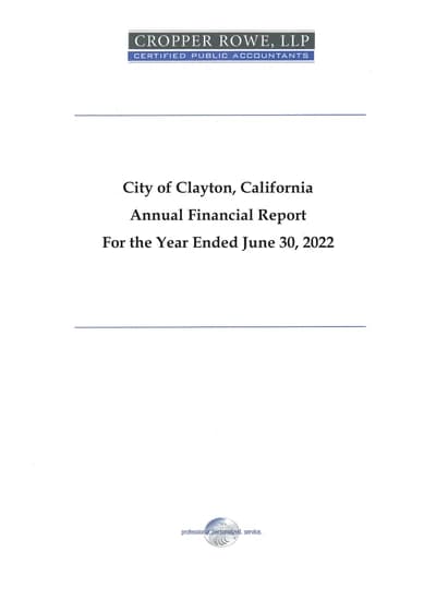 City of Clayton ACFR Cover