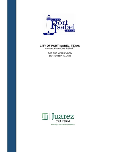 City of Port Isabel, Texas ACFR Cover
