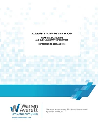Alabama Statewide 911 Board ACFR Cover