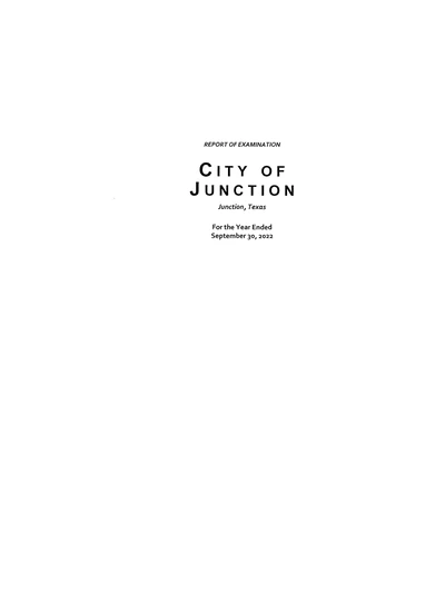 City of Junction, Texas ACFR Cover