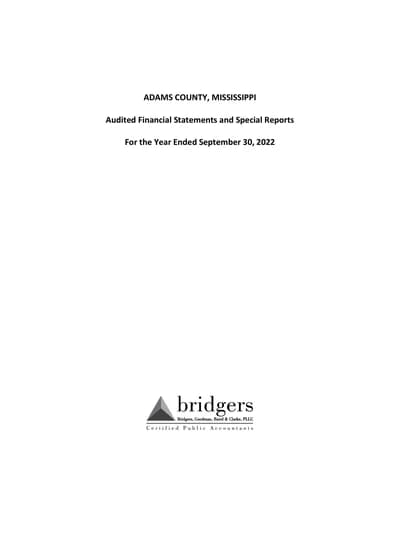 Adams County Board of Supervisors ACFR Cover