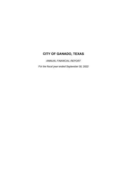 City of Ganado, Texas ACFR Cover