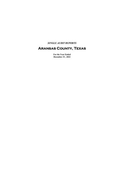 Aransas County, Texas ACFR Cover