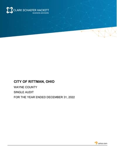 City of Rittman ACFR Cover