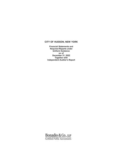 City of Hudson ACFR Cover