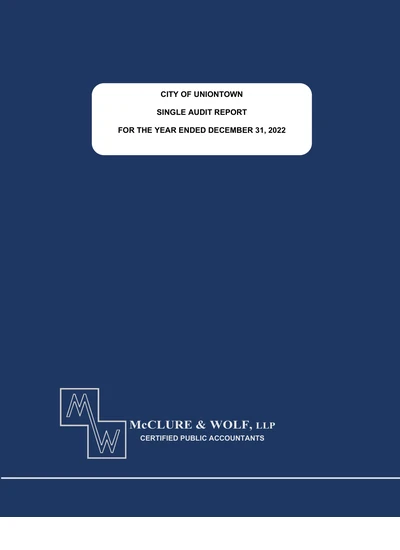 City of Uniontown ACFR Cover