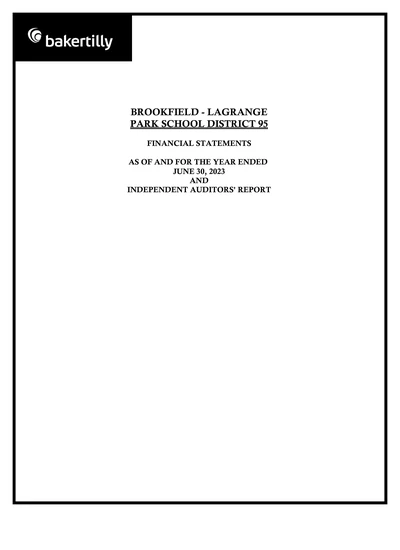 Brookfield-lagrange Park School District 95 ACFR Cover
