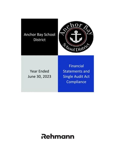 Anchor Bay School District ACFR Cover
