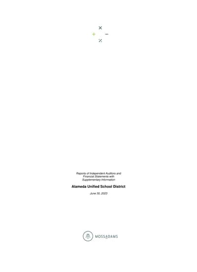 Alameda Unified School District ACFR Cover