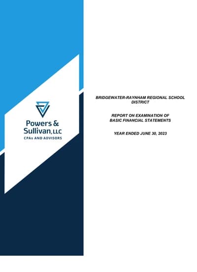 Bridgewater-raynham Regional School District ACFR Cover