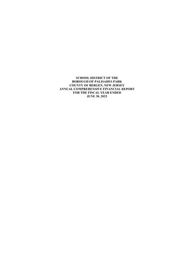 Borough of Palisades Park School District ACFR Cover
