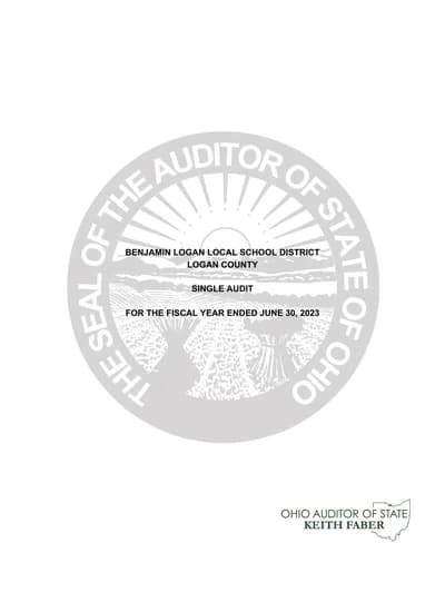 Benjamin Logan Local School District ACFR Cover