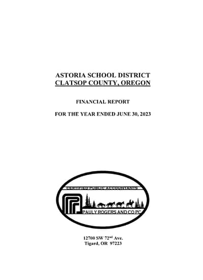 Astoria School District ACFR Cover