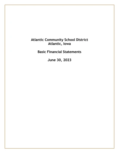 Atlantic Community School District ACFR Cover