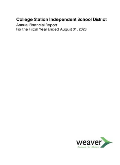 College Station Independent School District ACFR Cover