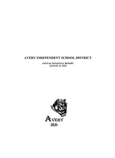 Avery Independent School District ACFR Cover