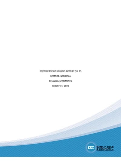 Beatrice Public Schools District No. 15 ACFR Cover