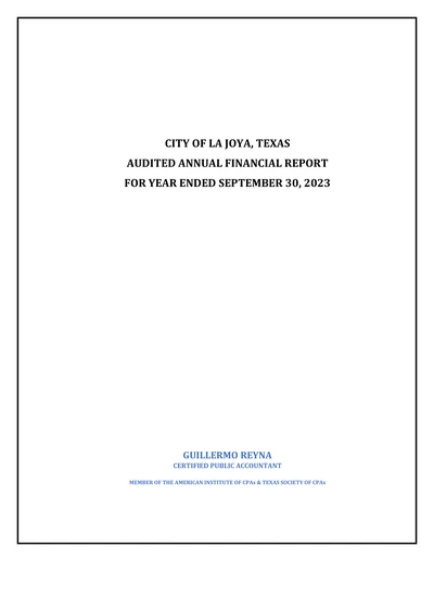 City of La Joya ACFR Cover