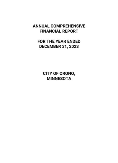 City of Orono ACFR Cover