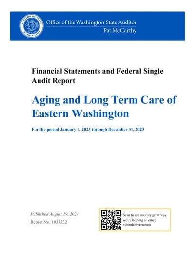 Aging and Long Term Care of Eastern Washington ACFR Cover