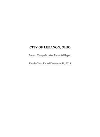 City of Lebanon ACFR Cover