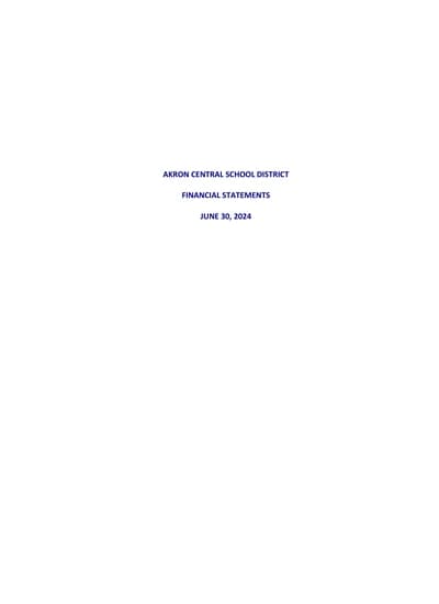 Akron Central School District ACFR Cover