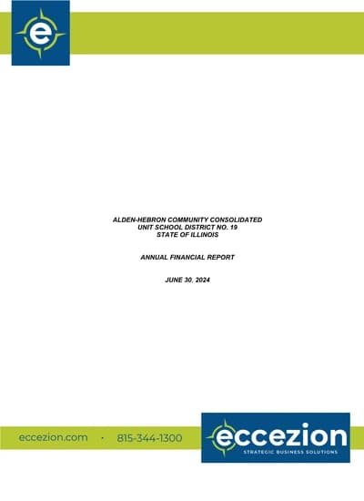 Alden-hebron Community Consolidated Unit School District No. 19 ACFR Cover