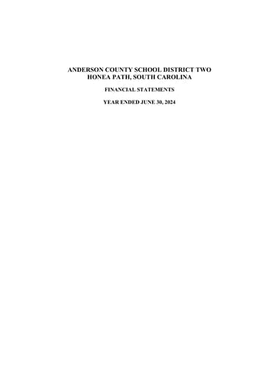 Anderson County School District Two ACFR Cover