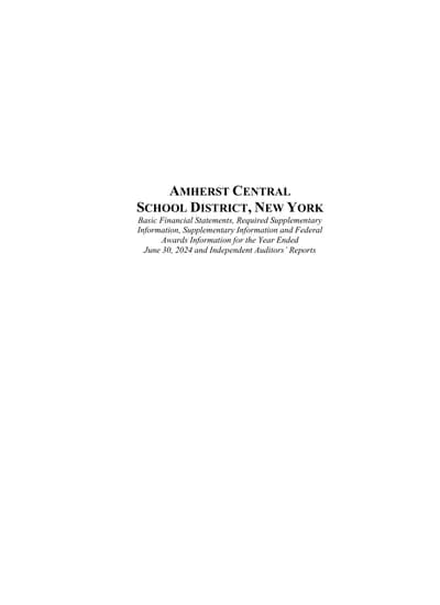 Amherst Central School District ACFR Cover
