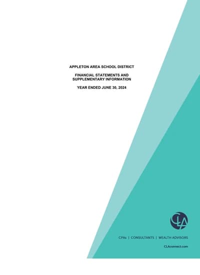 Appleton Area School District ACFR Cover