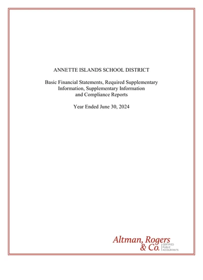 Annette Island School District ACFR Cover