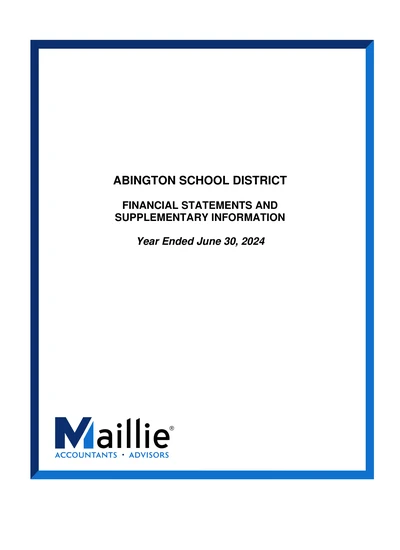 Abington School District ACFR Cover