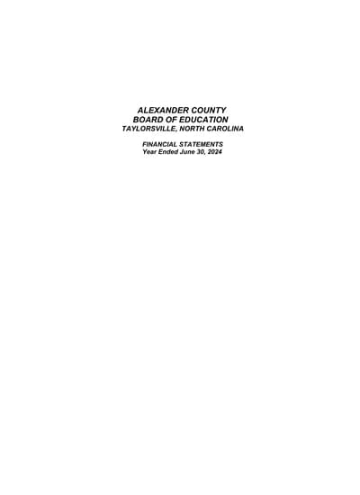 Alexander County Board of Education ACFR Cover