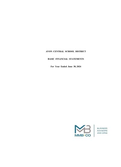 Avon Central School District ACFR Cover
