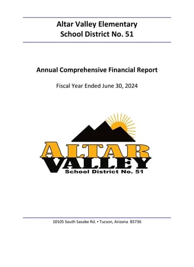 Altar Valley Elementary School District No. 51 ACFR Cover