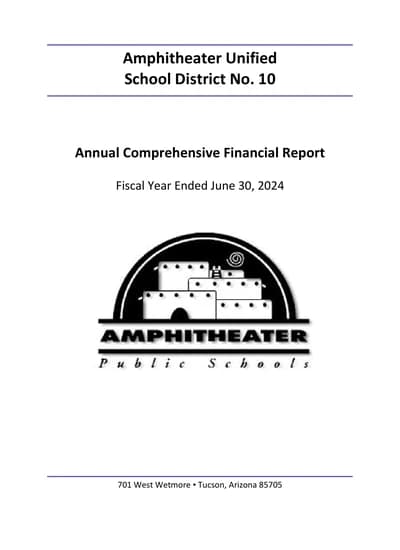 Amphitheater Unified School District No 10 ACFR Cover