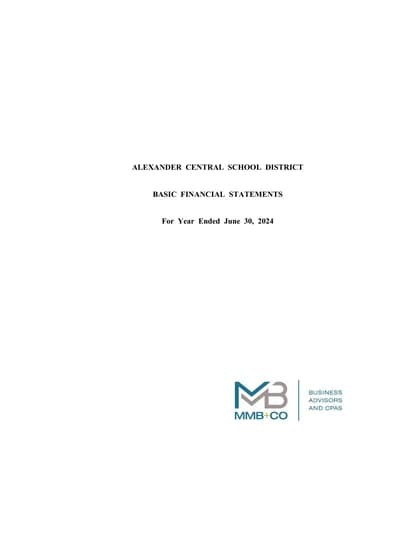 Alexander Central School District ACFR Cover