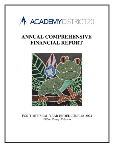 Academy School District Twenty ACFR Cover