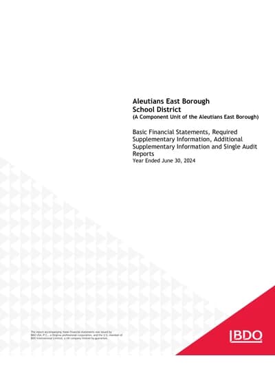 Aleutians East Borough School District ACFR Cover