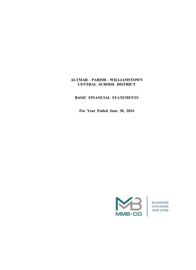 Altmar-parish-williamstown Central School District ACFR Cover