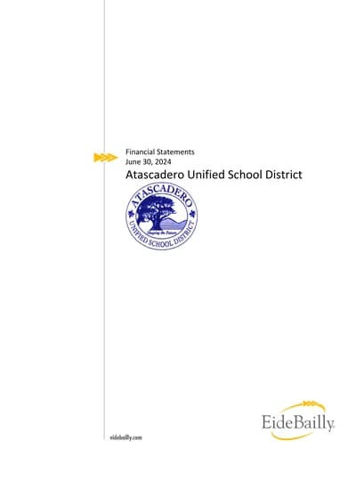 Atascadero Unified School District ACFR Cover