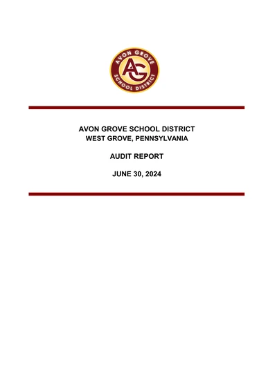 Avon Grove School District ACFR Cover